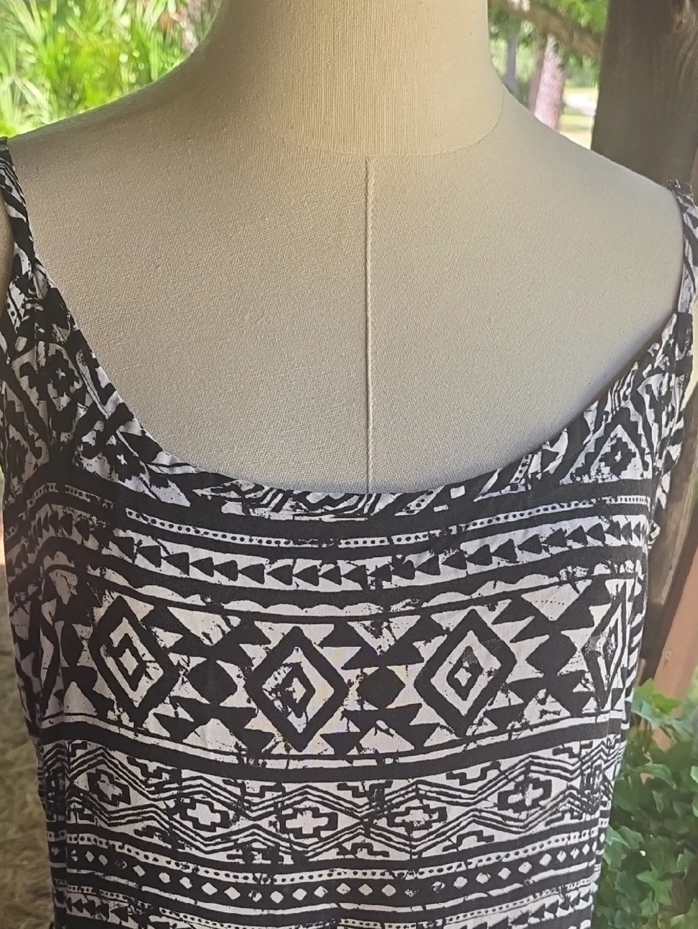 Black And Cream Abstract Print Midi Sundress Size Extra Large